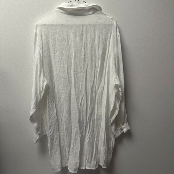 White Button Down Shirt Dress Coverup - Picture 2 of 2